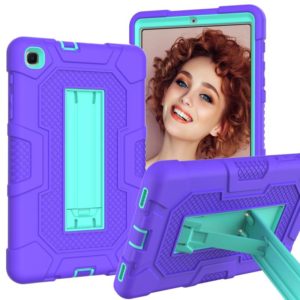 For Samsung Galaxy Tab A 8.4 (2020) / T307 Contrast Color Robot Shockproof Silicone + PC Protective Case with Holder(Purple Mint Green) (OEM)