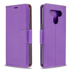 For LG K51 Litchi Texture Pure Color Horizontal Flip PU Leather Case with Holder & Card Slots & Wallet & Lanyard(Purple) (OEM)