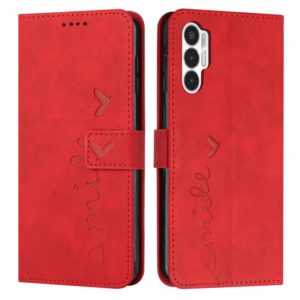 For Tecno Pova 3 Skin Feel Heart Pattern Leather Phone Case(Red) (OEM)