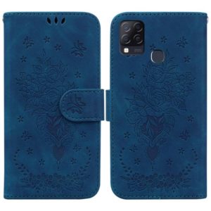 For Infinix Hot 10s / Hot 10T Butterfly Rose Embossed Leather Phone Case(Blue) (OEM)