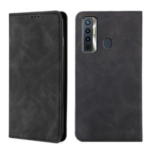 For Tecno Camon 17 Skin Feel Magnetic Horizontal Flip Leather Case with Holder & Card Slots(Black) (OEM)