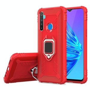 For Realme Narzo 10 Carbon Fiber Protective Case with 360 Degree Rotating Ring Holder(Red) (OEM)