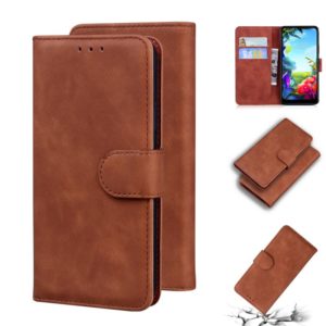 For LG K40S Skin Feel Pure Color Flip Leather Phone Case(Brown) (OEM)