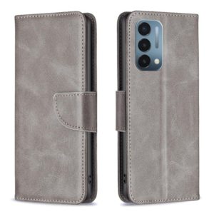 For OnePlus Nord N200 5G Lambskin Texture Leather Phone Case(Grey) (OEM)