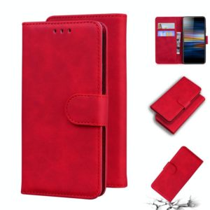 For Sony Xperia L3 Skin Feel Pure Color Flip Leather Phone Case(Red) (OEM)