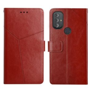 For Motorola Moto G Power 2022 Y Stitching Horizontal Flip Leather Phone Case(Brown) (OEM)