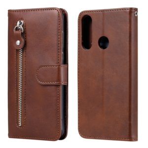 For Huawei Y6p Fashion Calf Texture Zipper Horizontal Flip Leather Case with Stand & Card Slots & Wallet Function(Brown) (OEM)