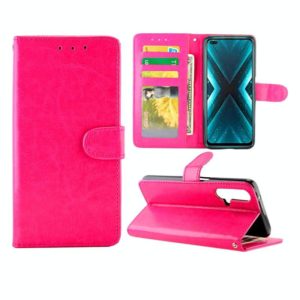 For OPPO Realme X3 / X50 Crazy Horse Texture Leather Horizontal Flip Protective Case with Holder & Card Slots & Wallet & Photo Frame(Magenta) (OEM)