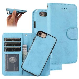 For iPhone SE 2022 / SE 2020 / 8 / 7 KLT888-2 Retro 2 in 1 Detachable Magnetic Horizontal Flip TPU + PU Leather Case with Holder & Card Slots & Photo Frame & Wallet(Sky Blue) (OEM)