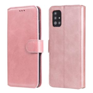 For Samsung Galaxy A51 5G Classic Calf Texture PU + TPU Horizontal Flip Leather Case, with Holder & Card Slots & Wallet(Rose Gold) (OEM)