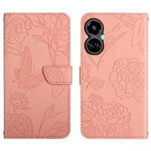 For Tecno Camon 19 4G HT03 Skin Feel Butterfly Embossed Flip Leather Phone Case(Pink) (OEM)