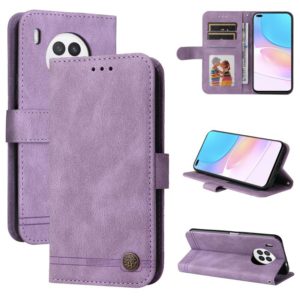 For Huawei Nova 8i / Honor 50 Lite Skin Feel Life Tree Metal Button Horizontal Flip Leather Phone Case(Purple) (OEM)