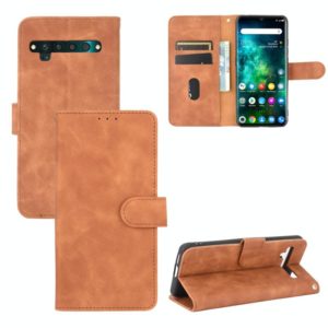 For TCL 10 Pro Solid Color Skin Feel Magnetic Buckle Horizontal Flip Calf Texture PU Leather Case with Holder & Card Slots & Wallet(Brown) (OEM)