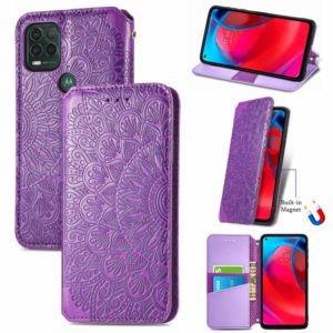 For Motorola G Stylus 5G Blooming Mandala Embossed Pattern Magnetic Horizontal Flip Leather Case with Holder & Card Slots & Wallet(Purple) (OEM)