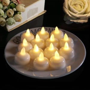 12 PCS Waterproof Candles SPA Shower Water Decorative Candle Lights LED Floating Candles(Warm White Light) (OEM)