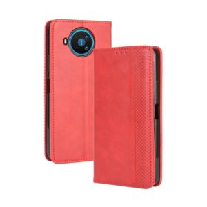 For Nokia 8.3 5G Magnetic Buckle Retro Crazy Horse Texture Horizontal Flip Leather Case , with Holder & Card Slots & Photo Frame(Red) (OEM)