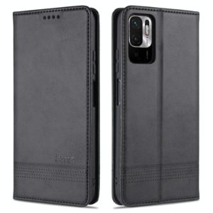 For Xiaomi Poco M3 Pro 5G AZNS Magnetic Calf Texture Horizontal Flip Leather Case with Card Slots & Holder & Wallet(Black) (AZNS) (OEM)