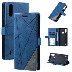 For Motorola Moto E7 Power Skin Feel Splicing Horizontal Flip Leather Case with Holder & Card Slots & Wallet & Photo Frame(Blue) (OEM)
