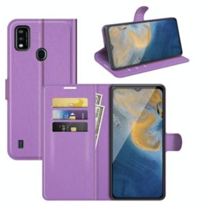 For ZTE Blade A51 Litchi Texture Horizontal Flip Protective Case with Holder & Card Slots & Wallet(Purple) (OEM)
