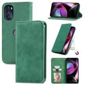 For Motorola Moto G 2022 Retro Skin Feel Magnetic Leather Phone Case(Green) (OEM)