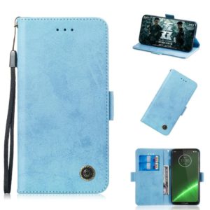 Multifunctional Horizontal Flip Retro Leather Case with Card Slot & Holder for Motorola G7 Power(Sky Blue) (OEM)
