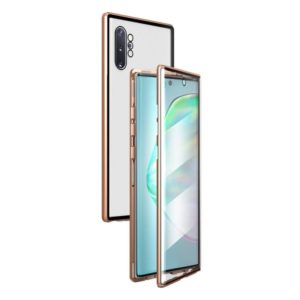 For Samsung Galaxy Note10+ Magnetic Metal Frame Double-sided Tempered Glass Case(Gold) (OEM)