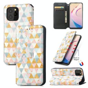 For Oukitel C21 Pro Colorful Magnetic Horizontal Flip PU Leather Case with Holder & Card Slot & Wallet(Rhombus) (OEM)