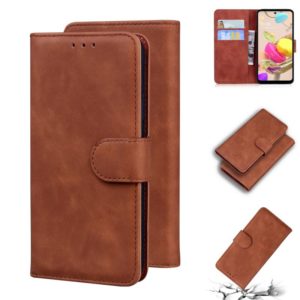 For LG K42 Skin Feel Pure Color Flip Leather Phone Case(Brown) (OEM)