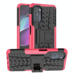 For Motorola Moto G 5G 2022 Tire Texture TPU + PC Phone Case with Holder(Pink) (OEM)