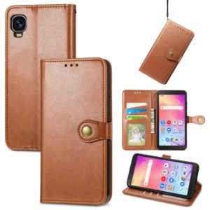 For TCL A509DL / A3 Solid Color Leather Buckle Phone Case(Brown) (OEM)