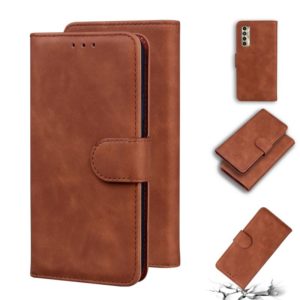 For Tecno Camon 17P Skin Feel Pure Color Flip Leather Phone Case(Brown) (OEM)