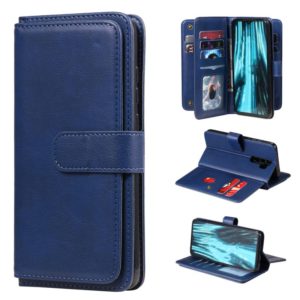 For Xiaomi Redmi Note 8 Pro Multifunctional Magnetic Copper Buckle Horizontal Flip Solid Color Leather Case with 10 Card Slots & Wallet & Holder & Photo Frame(Dark Blue) (OEM)
