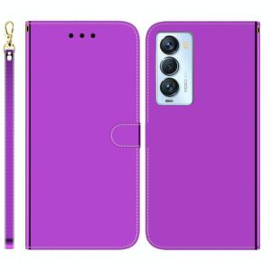 For Tecno Camon 18 Premier Imitated Mirror Surface Horizontal Flip Leather Phone Case(Purple) (OEM)