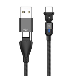 PD 60W Type-C / USB-C to Type-C / USB-C + USB 180 Degree Bending Charging Data Cable, Length:2m(Black) (OEM)