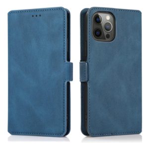 For iPhone 12 Pro Max Retro Magnetic Closing Clasp Horizontal Flip Leather Case with Holder & Card Slots & Photo Frame & Wallet(Navy Blue) (OEM)
