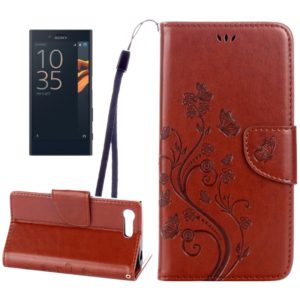 For Sony Xperia X Compact Butterflies Love Flowers Embossing Horizontal Flip Leather Case with Holder & Card Slots & Wallet & Lanyard(Coffee) (OEM)
