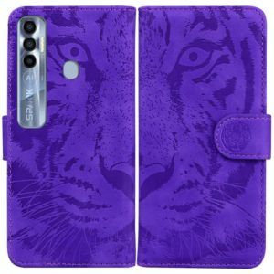 For Tecno Spark 7 Pro Tiger Embossing Pattern Horizontal Flip Leather Phone Case(Purple) (OEM)
