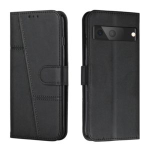 For Google Pixel 7 Stitching Calf Texture Buckle Leather Phone Case(Black) (OEM)