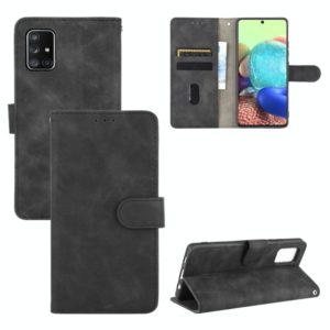 For Samsung Galaxy A71 Solid Color Skin Feel Magnetic Buckle Horizontal Flip Calf Texture PU Leather Case with Holder & Card Slots & Wallet(Black) (OEM)