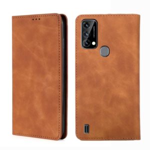 For Blackview A50 Skin Feel Magnetic Horizontal Flip Leather Phone Case(Light Brown) (OEM)
