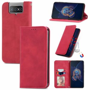 For Asus Zenfone 8 Flip Retro Skin Feel Business Magnetic Horizontal Flip Leather Case with Holder & Card Slots & Wallet & Photo Frame(Red) (OEM)