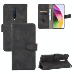 For OnePlus 8 Solid Color Skin Feel Magnetic Buckle Horizontal Flip Calf Texture PU Leather Case with Holder & Card Slots & Wallet(Black) (OEM)