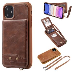 For iPhone 11 Vertical Flip Shockproof Leather Protective Case with Long Rope, Support Card Slots & Bracket & Photo Holder & Wallet Function(咖啡) (OEM)