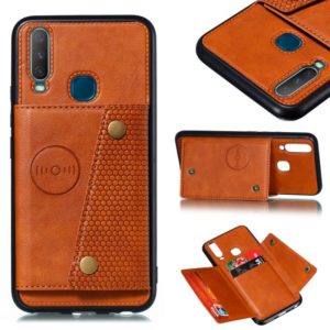 For Huawei Y7p 2020 PU + TPU Shockproof Magnetic Protective Case with Card Slots(Brown) (OEM)