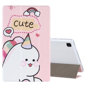 For Samsung Galaxy Tab A7 10.4 (2020) Coloured Drawing Pattern Horizontal Flip Leather Case with Three-folding Holder(Pink Dinosaur) (OEM)