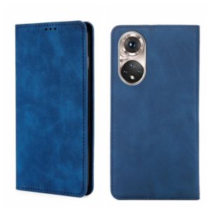 For Honor 50 Pro Skin Feel Magnetic Horizontal Flip Leather Phone Case(Blue) (OEM)