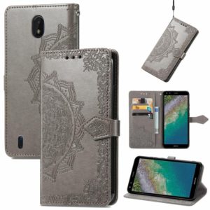 For Nokia C01 Plus Mandala Embossing Pattern Horizontal Flip Leather Case with Holder & Card Slots & Wallet & Lanyard(Grey) (OEM)