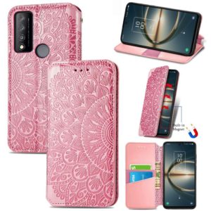 For TCL 30 V 5G Blooming Mandala Embossed Magnetic Leather Phone Case(Pink) (OEM)