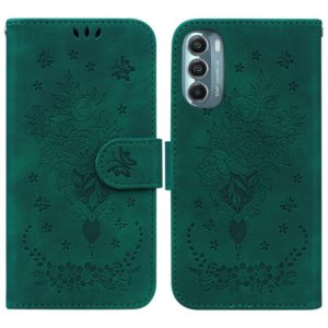 For Motorola Moto G Stylus 5G 2022 Butterfly Rose Embossed Leather Phone Case(Green) (OEM)