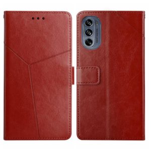 For Motorola Moto G62 5G Y Stitching Horizontal Flip Leather Phone Case(Brown) (OEM)
